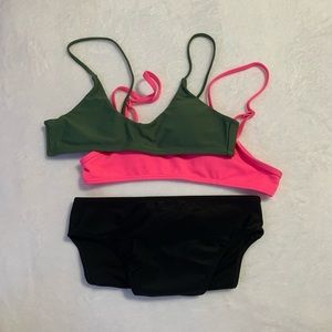 (BUNDLE) 2 bikini tops + high waisted bikini bottom